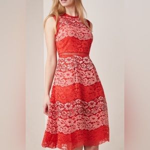 Ted Baker London INARRA COLOR-BLOCK LACE DRESS IN PALE PINK Size 2
